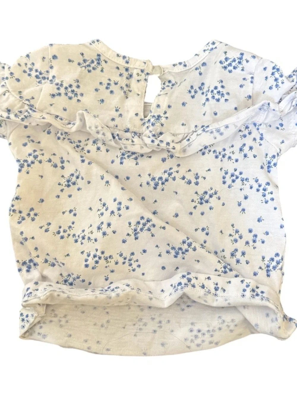 7 For All Mankind Light Blue Denim Overall Dress with White Floral Tee
